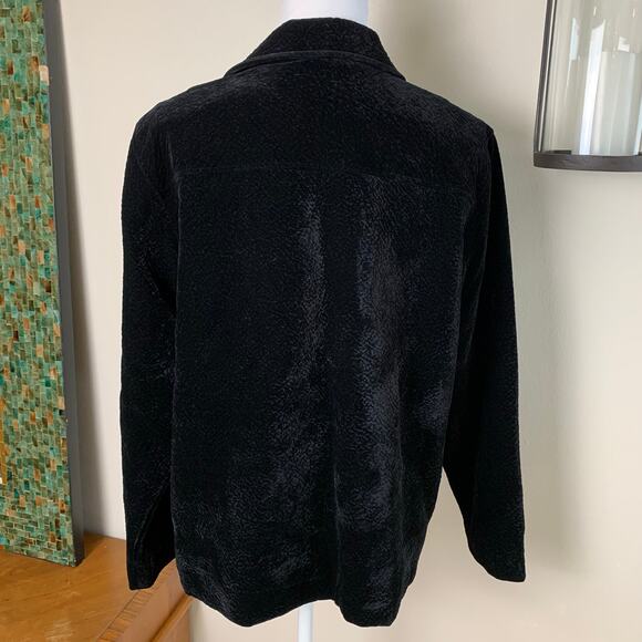 Saddle Ridge Size Large Black Plush Velvet Jacket Western Concho Buttons Plush - Picture 7 of 11